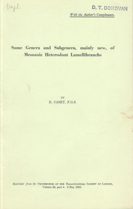 Casey, R. - Some Genera and Subgenera, mainly new, of Mesozoic Heterodont Lamellibranchs