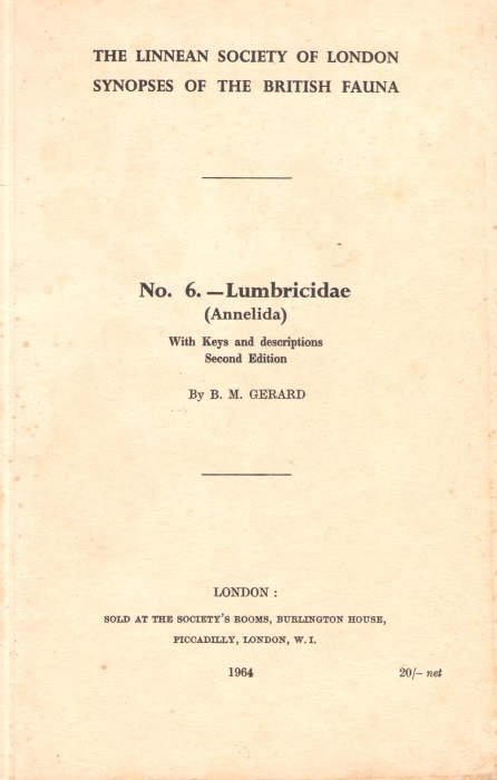 Gerard, B.M. - Synopsis of the British Lumbricidae (Synopses of the British Fauna 6)