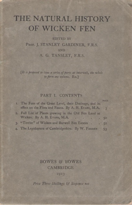 Gardiner, J.S.; Tansley, A.G. (Eds) - The Natural History of Wicken Fen. Part 1