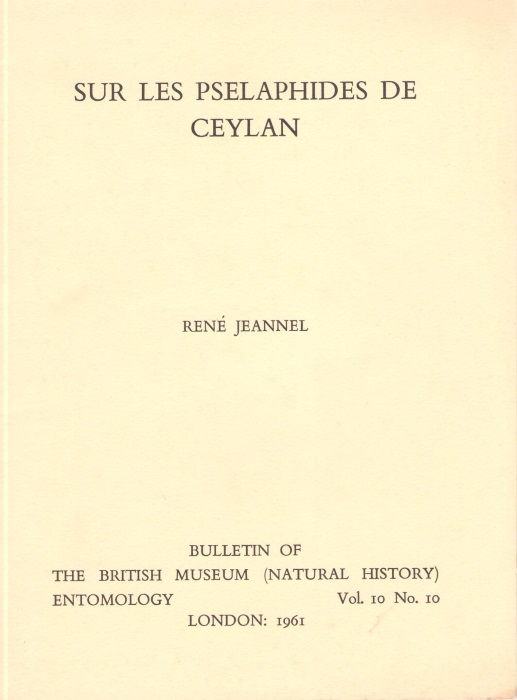 Jeannel, R. - Sur les Pselaphides de Ceylan