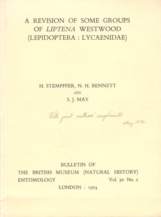 Stempffer, H.; Bennett, N.H.; May, S.J. - A Revision of some Groups of Liptena Westwood (Lepidoptera : Lycaenidae)
