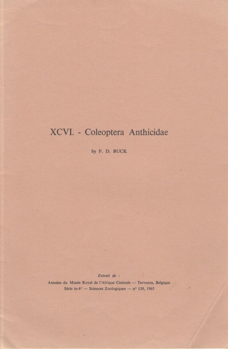 Buck, F.D. - Coleoptera Anthicidae. Mission zoologique de lI.R.S.A.C. en Afrique orientale (P. Basilewsky et N. Leleup, 1957). XCVI
