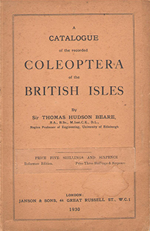 Beare, T.H. - A Catalogue of the recorded Coleoptera of the British Isles