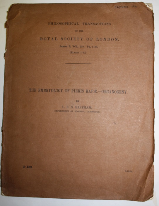 Eastham, L.E.S. - The Embryology of Pieris rapae. -Organogeny