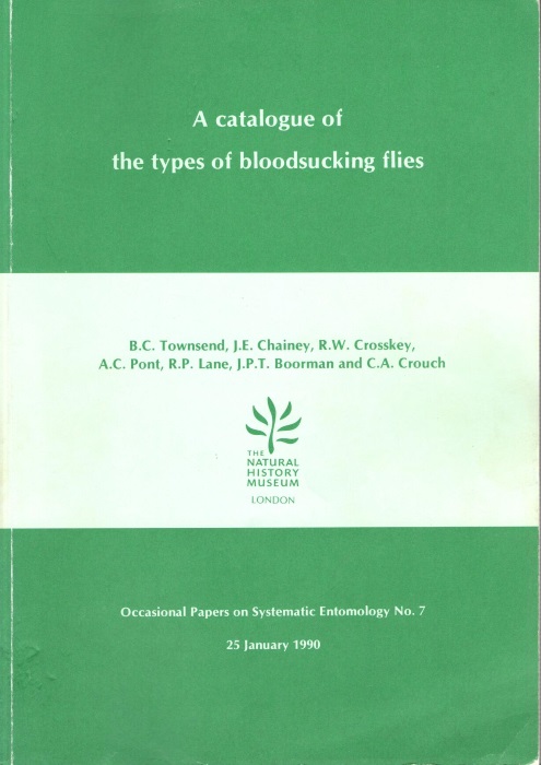 Townsend, B.C.; Chainey, J.E.; Crosskey, R.W.; Pont, A.C. et al - A catalogue of the types of bloodsucking flies in the British Museum (Natural History)
