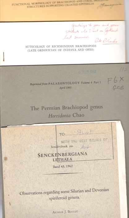  - Collection of c. 1100 short papers on Brachiopods (Brachiopoda): Offprints from a range of international scientific journals