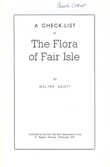 Scott, W. - A Check List of the Flora of Fair Isle