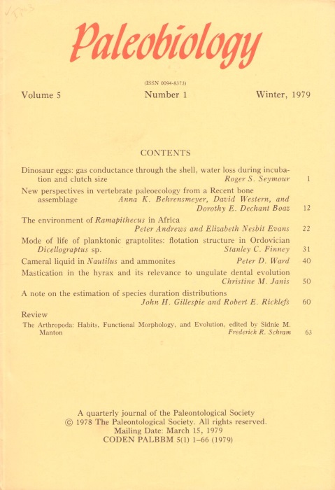  - Paleobiology A Quarterly Journal of the Paleontological Society. Vols 5-14