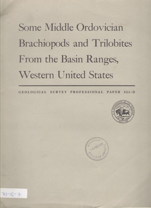 Ross, R.J. - Some Middle Ordovician Brachiopods and Trilobites From the Basin Ranges, Western United States