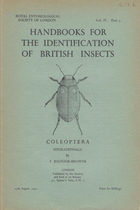 Balfour-Browne, F. - Coleoptera Hydradephaga (Handbooks for Identification of British Insects 4/3)