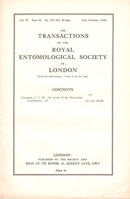 Gardner, J.C.M. - On Larvae of the Noctuidae (Lepidoptera) II