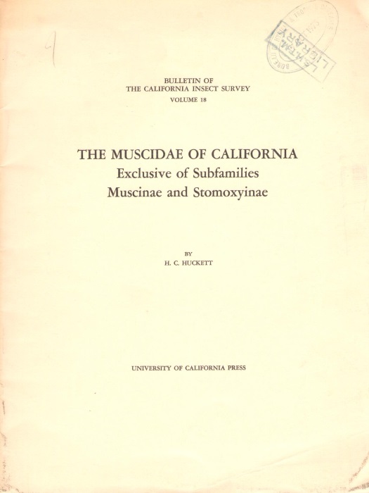 Huckett, H.C. - The Muscidae of California: Exclusive of Subfamilies Muscinae and Stomoxyinae
