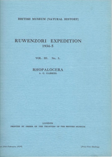 Gabriel, A.G. - Ruwenzori Expedition 1934-5 Vol. 3 no.3: Rhopalocera