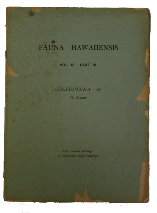 Sharp, D. - Fauna Hawaiiensis or the Zoology of the Sandwich (Hawaiian) Isles. Vol. III. Pt III: Coleoptera II: Caraboidea