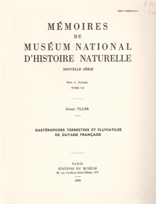 Tillier, S. - Gastropodes terrestres et fluviatiles de Guyane francaise