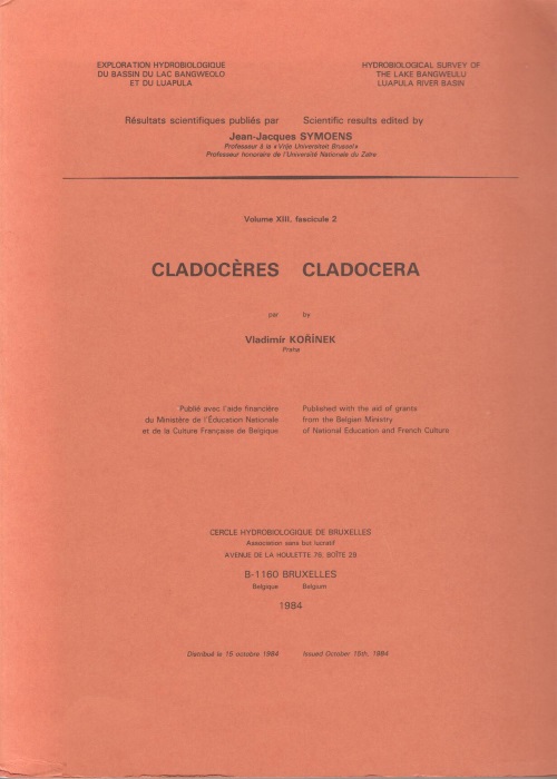 Korlnek, V. - Cladocres / Cladocera (Hydrobiological Survey of the Lake Bangweulu Luapula River Basin Vol. XIII, fasc. 2)