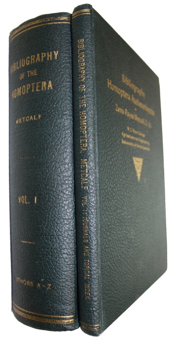 Metcalf, Z.P. - A Bibliography of the Homoptera (Auchenorhyncha): Vol. 1 Author's List A-Z; Vol.2 List of Journals and Topical Index