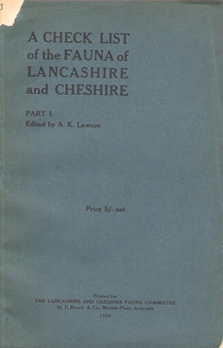 Lawson, A.K. (Ed.) - A Check List of the Fauna of Lancashire and Cheshire Pt. I