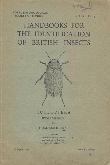 Balfour-Browne, F. - Coleoptera Hydradephaga (Handbooks for Identification of British Insects 4/3)