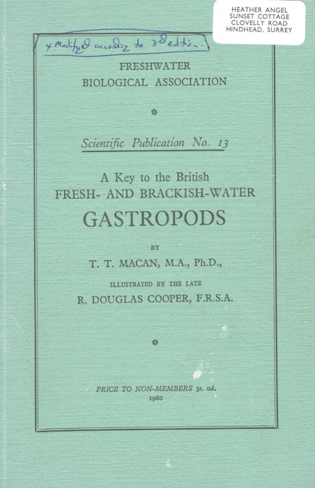 Macan, T.T. - A Key to the British Fresh- and Brackish-Water Gastropods with notes on their ecology
