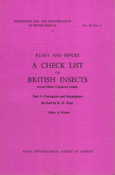Pope, R.D. - A Check List of British Insects Pt. 3: Coleoptera and Strepsiptera (Handbooks for the Identification of British Insects 11/3)