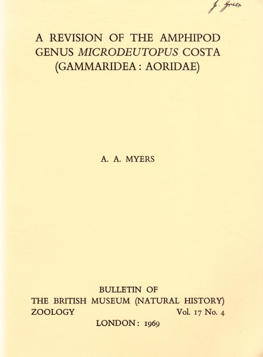 Myers, A.A. - Revision of the Amphipod Genus Microdeutopus Costa (Gammaridea: Aoridae)