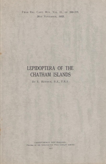 Meyrick, E. - Lepidoptera of the Chatham Islands