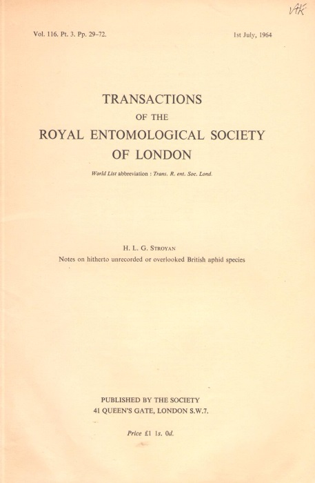 Stroyan, H.L.G. - Notes on hitherto unrecorded or overlooked British aphid species
