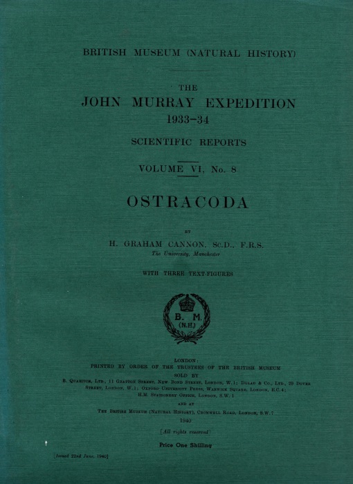 Cannon, H.G. - Ostracoda The John Murray Expedition 1933-34 Scientific Reports Vol. VI, No. 8