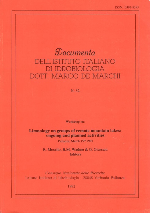 Mosello, R.; Wathne, B.M.; Giussani, G. (Eds) - Limnology on groups of remote mountain lakes: ongoing and planned activities