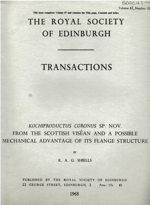 Shiells, K.A.G. - Kochiproductus coronus sp. nov. from the Scottish Visean and a possible mechanical advantage of its flange structure