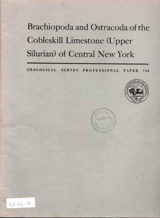 Berdan, J.M. - Brachiopoda and Ostracoda of the Cobleskill Limestone (Upper Silurian) of central New York