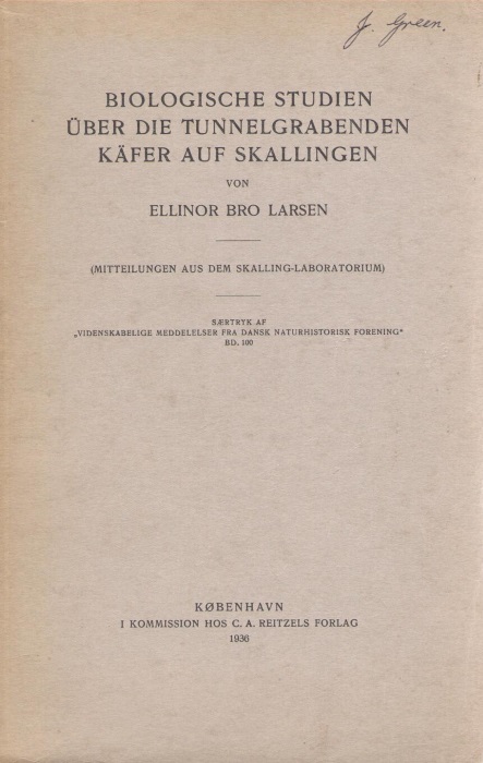 Larsen, E.B. - Biologische Studien ber die tunnelgrabenden Kfer auf Skallingen