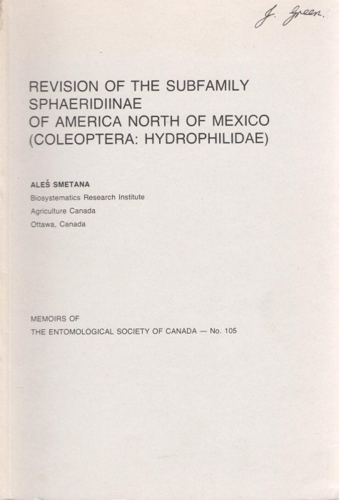 Smetana, A. - Revision of the Subfamily Sphaeridiinae of America North of Mexico (Coleoptera: Hydrophilidae)
