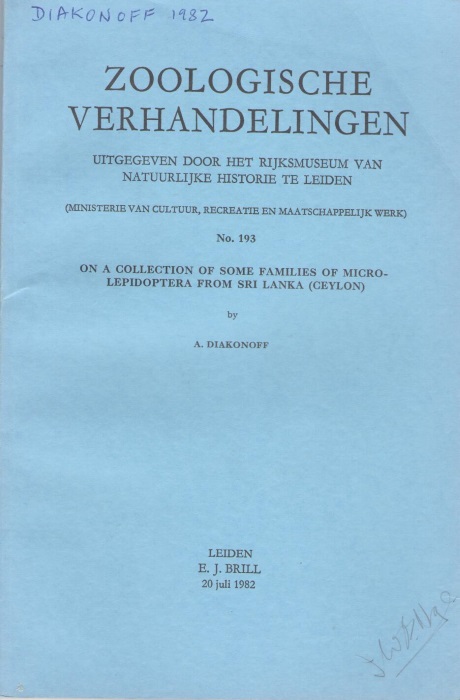 Diakonoff, A. - Collection of some families of micro-lepidoptera from Sri Lanka (Ceylon)