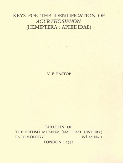 Eastop, V.F. - Keys for the Indentification of Acyrthosiphon (Hemiptera: Aphididae)