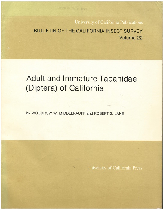 Middlekauff, W.W.; Lane, R.S. - Adult and Immature Tabanidae (Diptera) of California