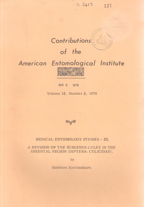 Sirivanakarn, S. - A Revision of the Subgenus Culex in the Oriental Region (Diptera: Culicidae): Medical Entomology Studies - III