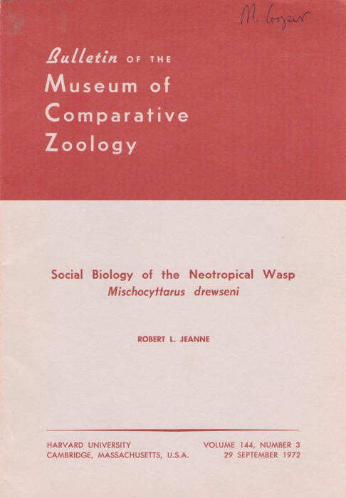 Jeanne, R.L. - Social biology of the neotropical wasp Mischocyttarus drewseni