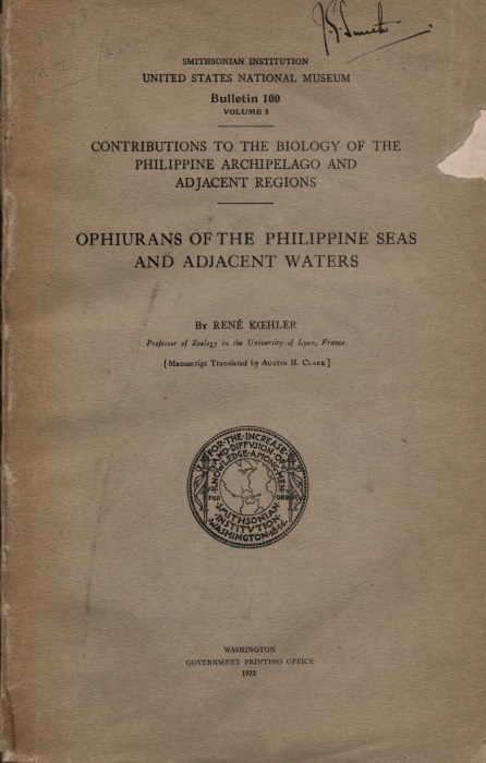 Koehler, R. - Ophiurans of the Philippine Seas and Adjacent waters