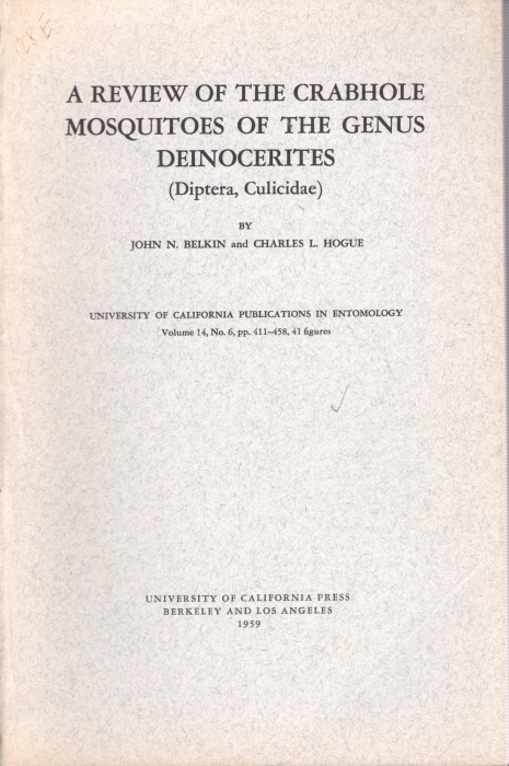 Belkin, J.N.; Hogue, C.L. - A Review of the Crabhole Mosquitoes of the Genus Deinocerites (Diptera, Culicidae)