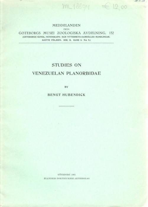 Hubendick, B. - Studies on Venezuelan Planorbidae