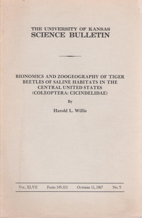 Willis, H.L. - Bionomics and Zoogeography of the Tiger Beetles of Saline Habitats in the Central United States (Coleoptera: Cicindelidae)