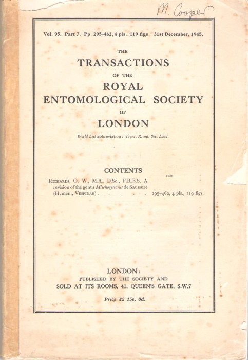 Richards, O.W. - A Revision of the genus Mischocyttarus de Saussure (Hymen., Vespidae)