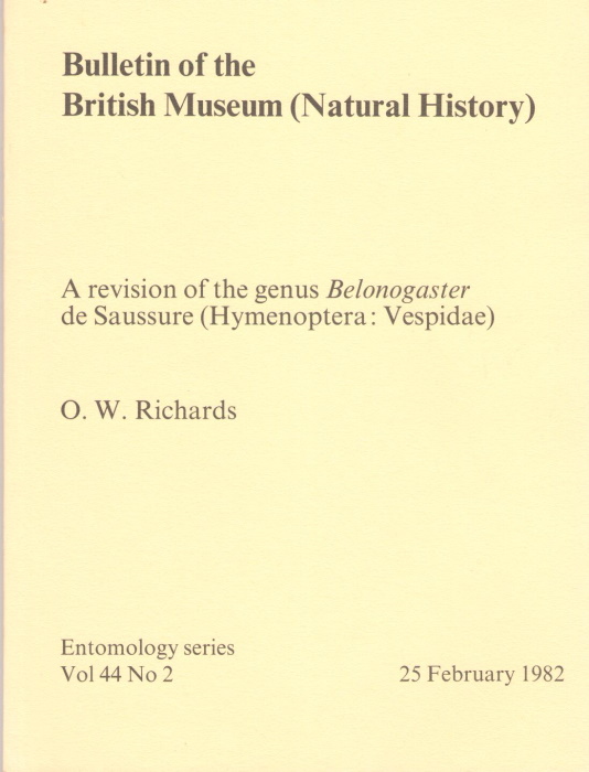Richards, O.W. - A revision of the genus Belonogaster de Saussure (Hymenoptera: Vespidae)