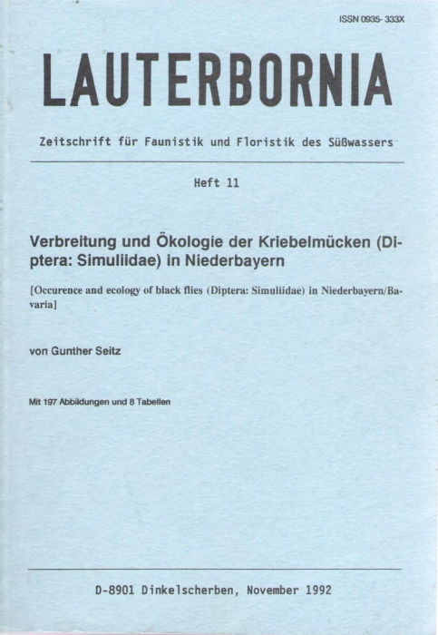 Seitz, G. - Verbreitung und kologie der Kriebelmcken (Diptera: Simuliidae) in Niederbayern [Occurrence and ecology of black flies (Diptera: Simuliidae) in Niederbayern / Bavaria