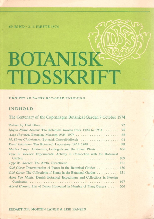 Lange, M.; Hansen, L. (Eds) - The Centenary of the Copenhagen Botanical Garaden 9 October 1974