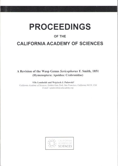 Lomholdt, O.; Pulawski, W.J. - Revision of the Wasp Genus Sericophorus F.Smith, 1851 (Hymenoptera: Apoidea: Crabronidae)