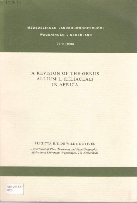 Wilde-Duyfjes, B.E.E. de - Revision of the Genus Allium L. (Liliaceae) in Africa
