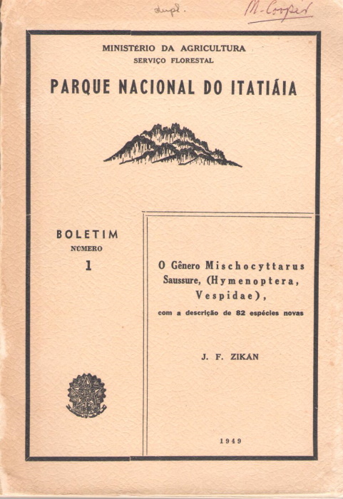 Zikan, J.F. - O gnero Mischocyttarus Saussure (Hymenoptera, Vespidae), com a descrio de 82 espcies novas